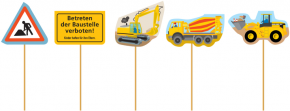 10 Cupcake Deko-Sticks - Baustelle