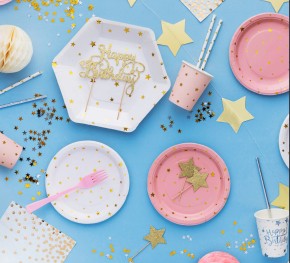 Cake Topper Happy Birthday - Gold Glitter