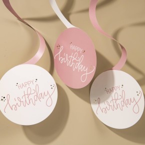 Hängedeko Happy Birthday Creme Rosé