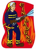 6 Einladungskarten Feuerwehr / Feuerwehrmann