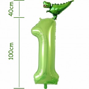 Folienballon Zahl 1 - T-Rex (100-140cm)