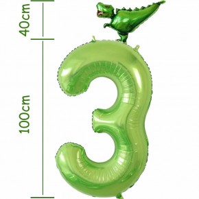 Folienballon Zahl 3 - T-Rex (100-140cm)