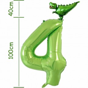 Folienballon Zahl 4 - T-Rex (100-140cm)