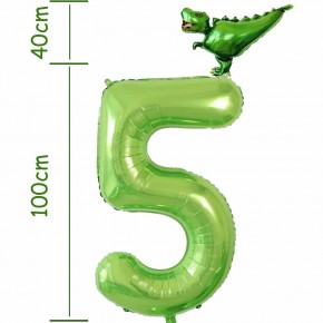 Folienballon Zahl 5 - T-Rex (100-140cm)