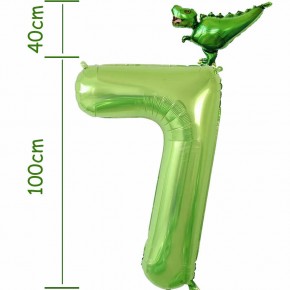 Folienballon Zahl 7 - T-Rex (100-140cm)