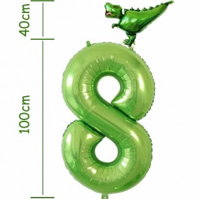 Folienballon Zahl 8 - T-Rex (100-140cm)