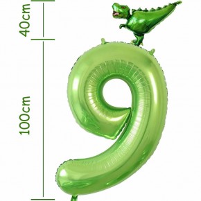 Folienballon Zahl 9 - T-Rex (100-140cm)