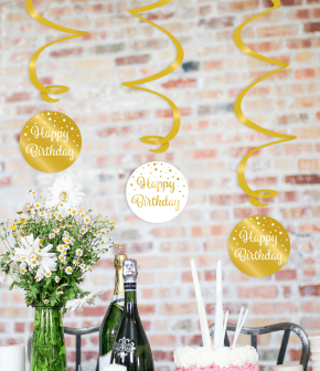 3 Deko-Wirbel 18. Geburtstag - Gold Weiß